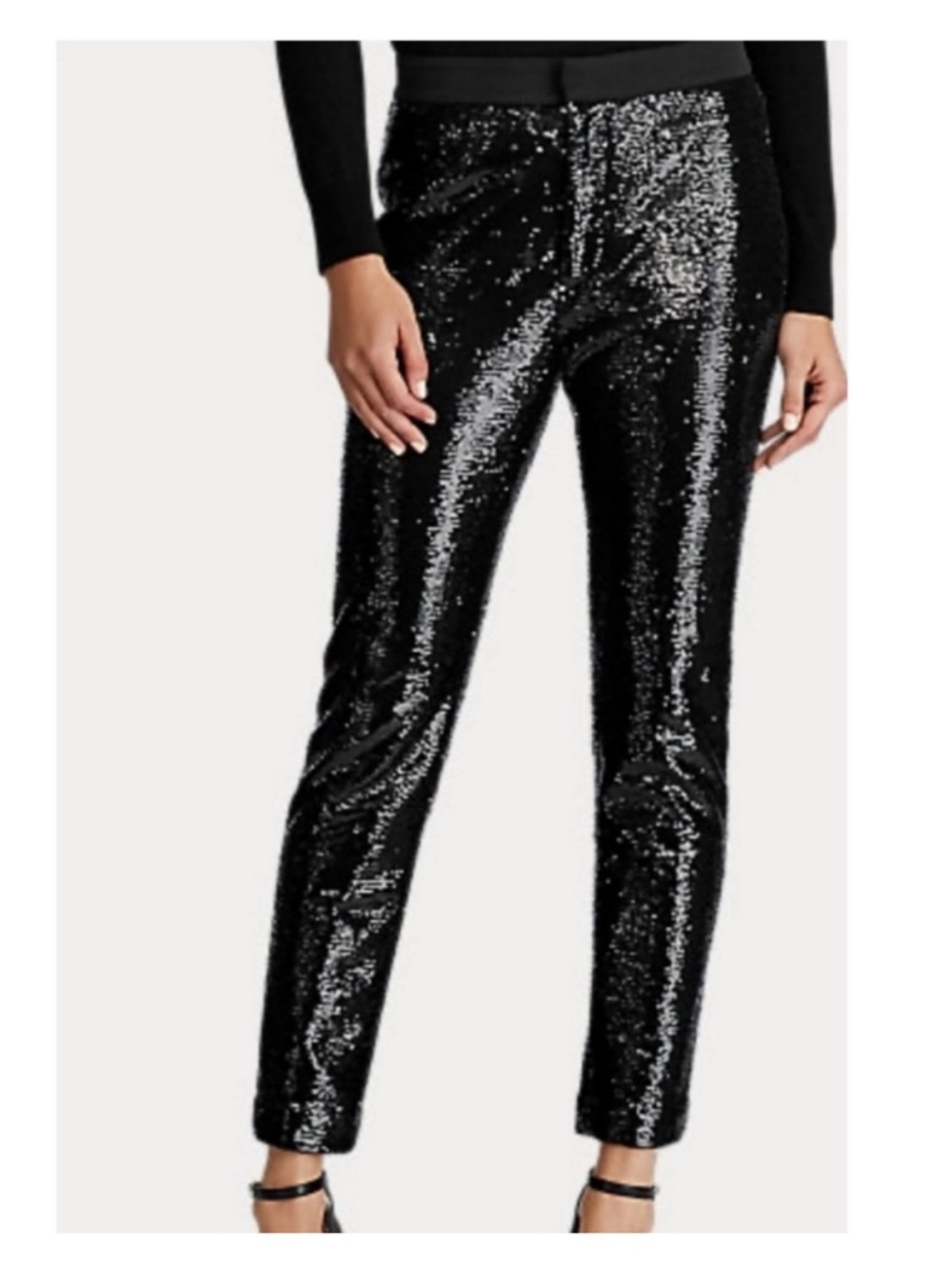 NWT Lauren Ralph Lauren black sequin pants